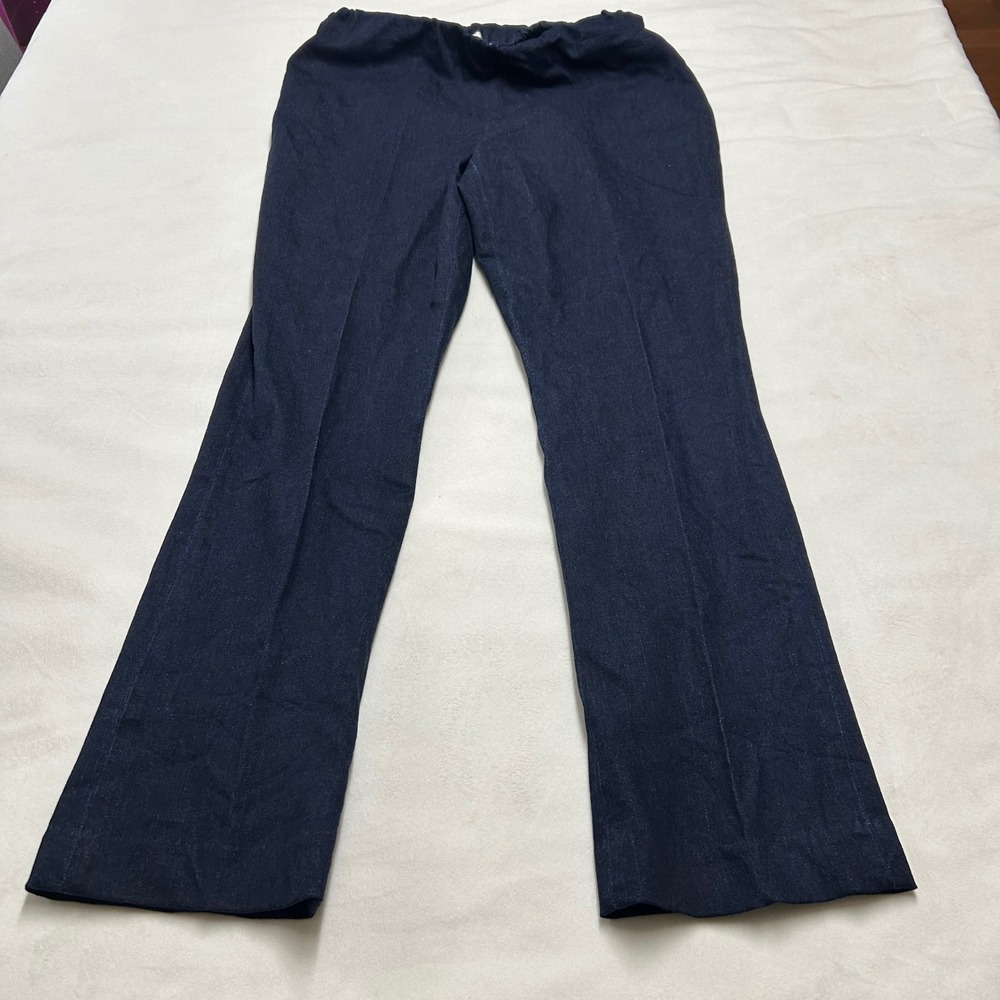 Ann Mashburn Womens Dark Wash Elastic Waist Stretch Denim Trousers Indigo Size M
